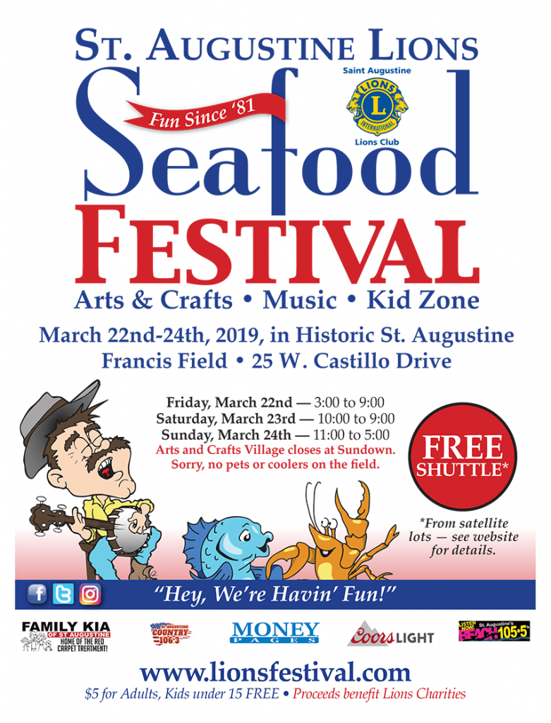 St. Augustine Lions Seafood Festival Starts March 22nd Bee Happy Graphics