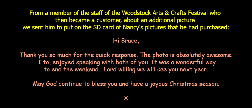 comment from Woodstock customer 2015