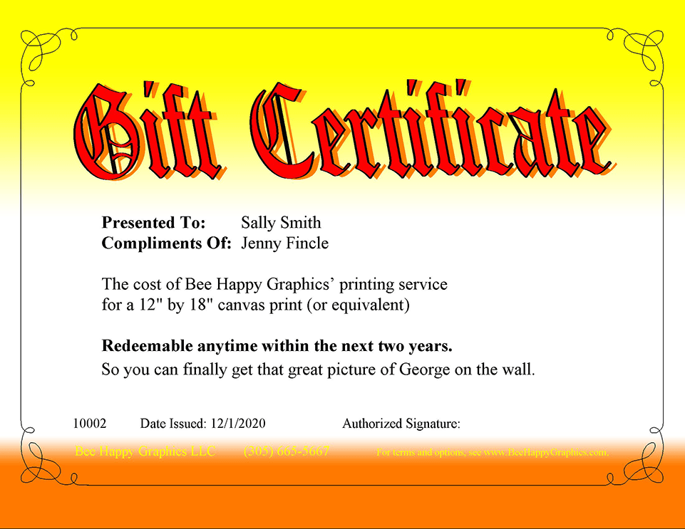 Formal Gift Certificate