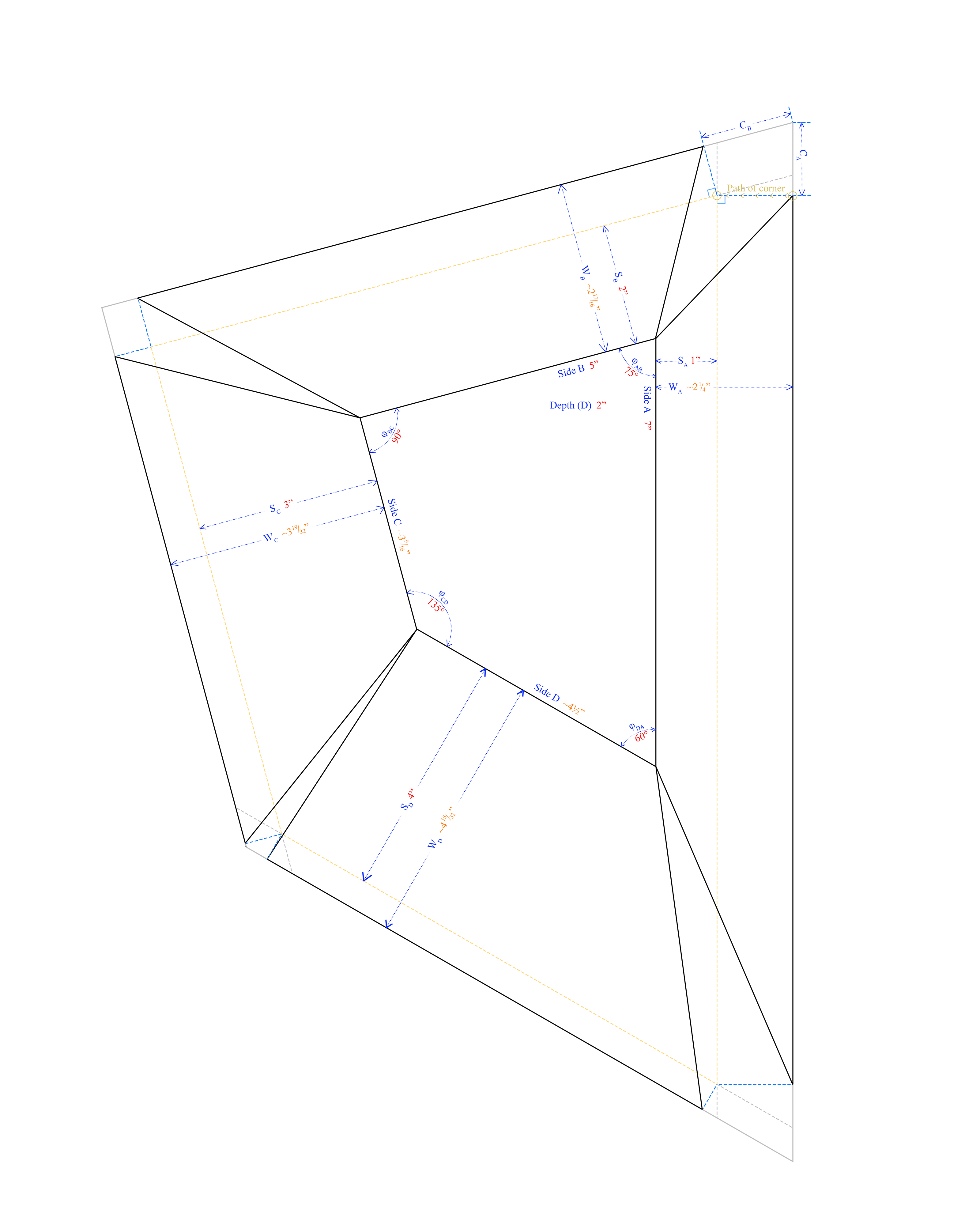 Plan for sample non-rectangular cove mat