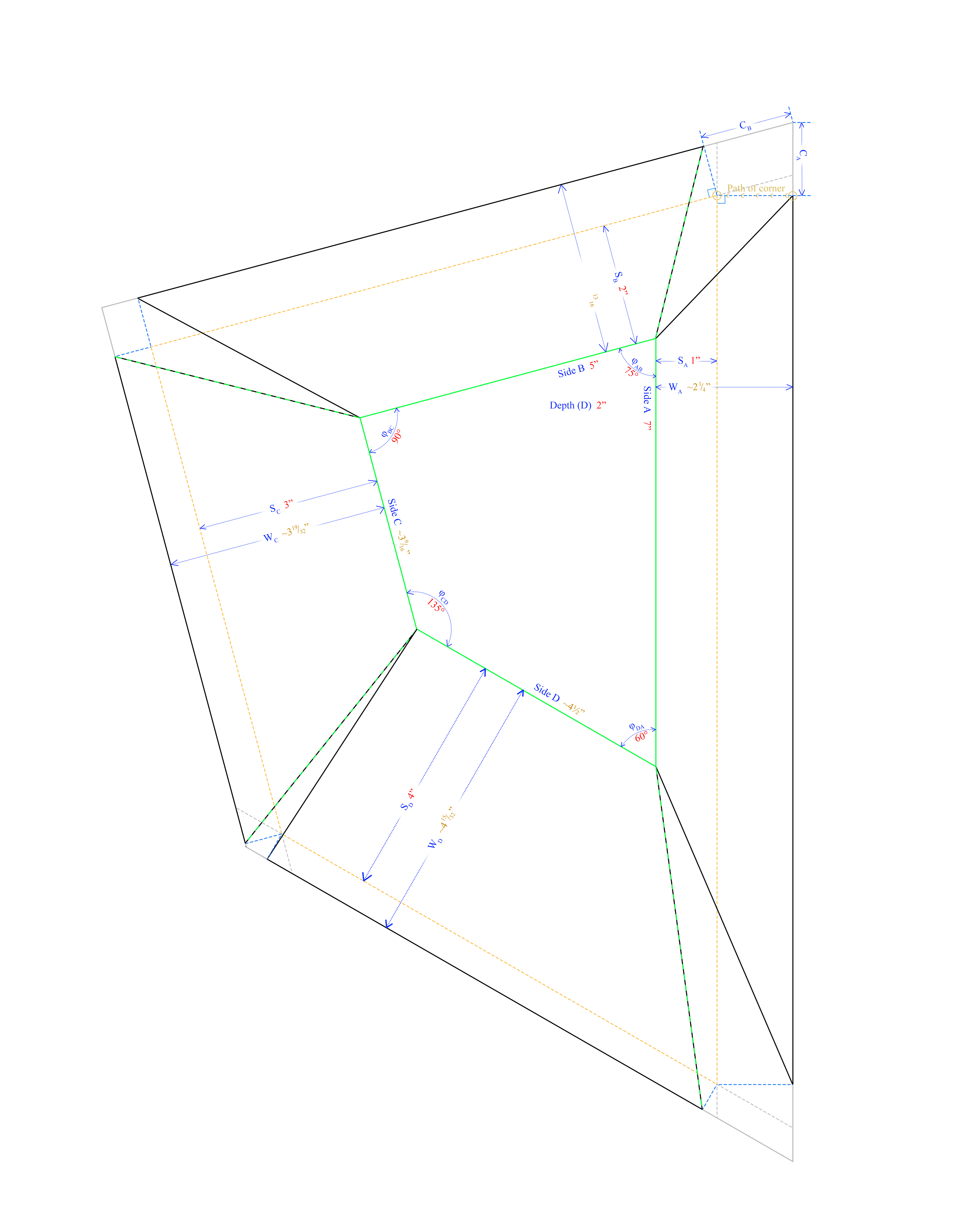 Plan for sample non-rectangular cove mat